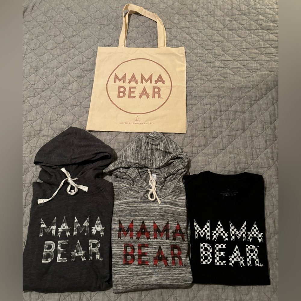 Authentic Loved by Hannah and Eli MAMA BEAR hoodie, t-shirt, canvas tote bundle